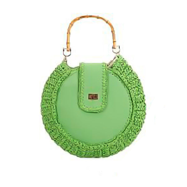 Bolso de Mano Grande de Papel con Asa de Bambú