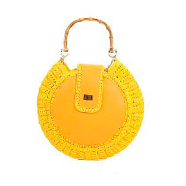 Bolso de Mano Grande de Papel con Asa de Bambú