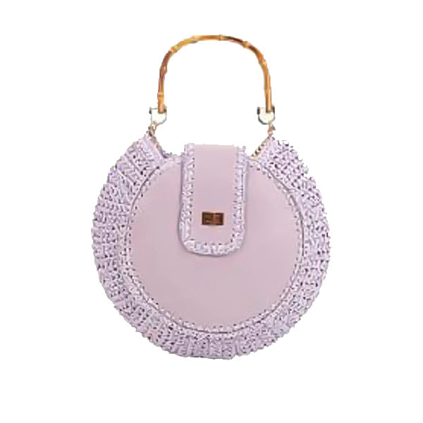 Bolso de Mano Grande de Papel con Asa de Bambú