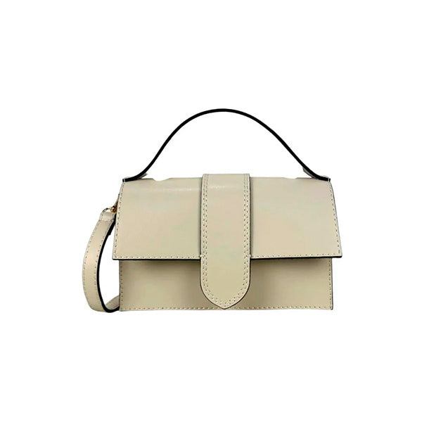 Bolso de Mano Pequeño de Piel Italiana con Bolsillo Trasero