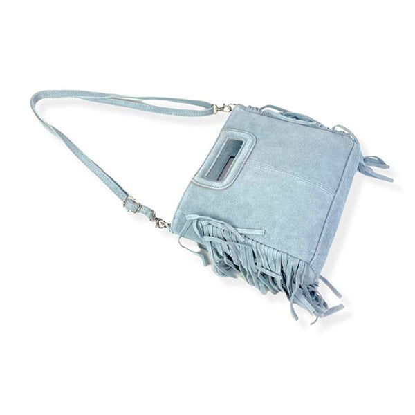 Italian Suede Square Handbag with Fringes