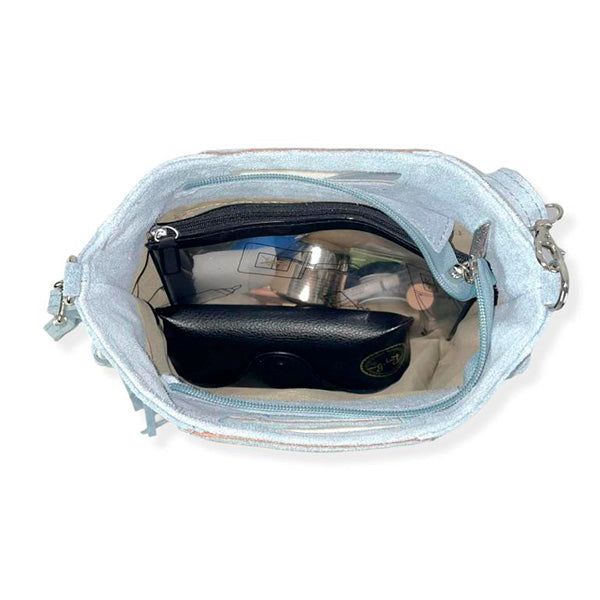 Italian Suede Square Handbag with Fringes