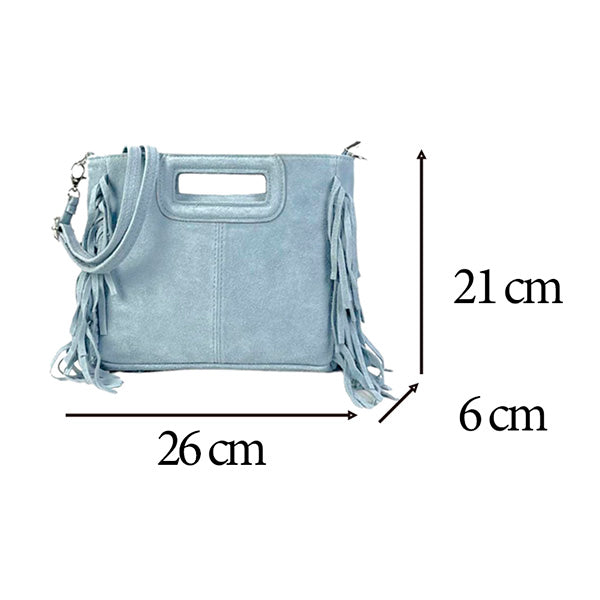 Italian Suede Square Handbag with Fringes