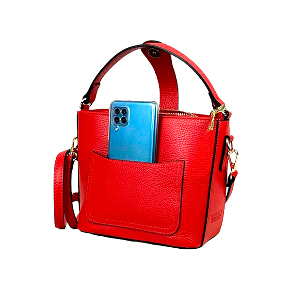 Bolso de Mano Piel con Bolsillo Delantero