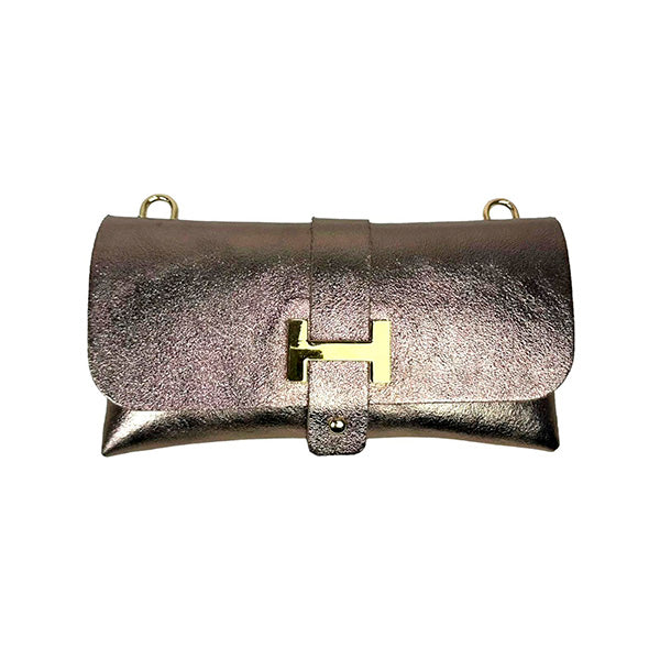 Bolso de Mano Piel Italiana con Elegante Asa de Cadena