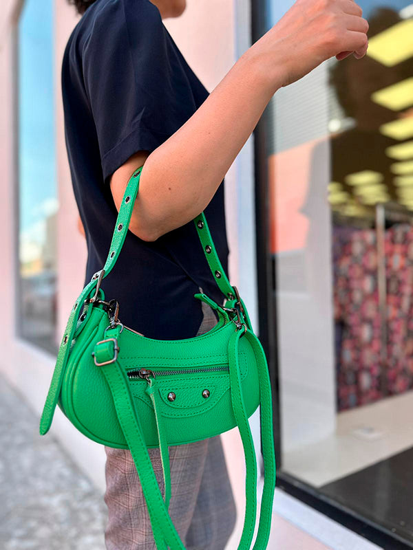 Bolso de Hombro Piel Pequeño con Tachuelas