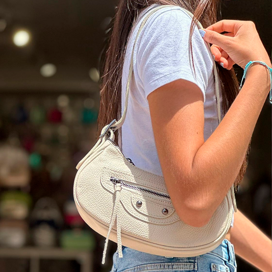 Bolso de Hombro Piel Pequeño con Tachuelas