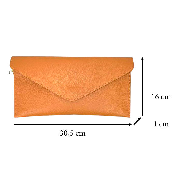 Bolso de Mano Piel Tipo Sobre con Cadena Dorada