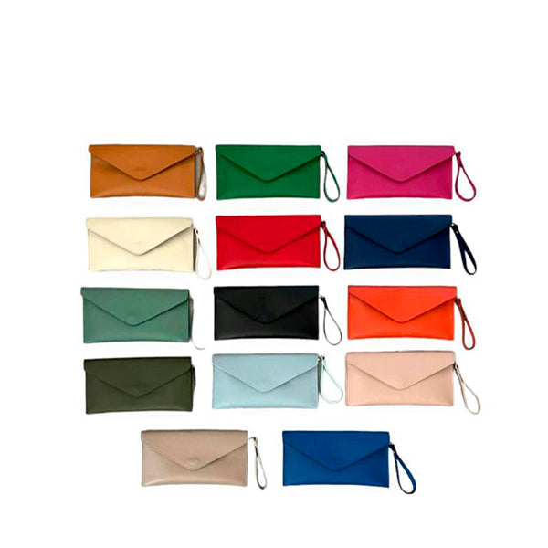 Bolso de Mano Piel Tipo Sobre con Cadena Dorada