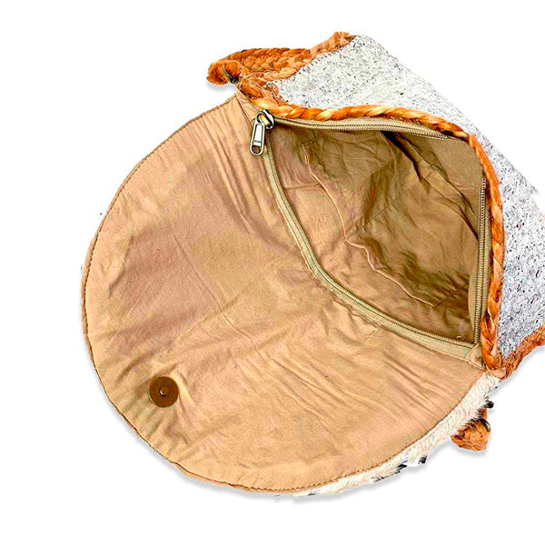 Bolso de Mano Rafia y Piel Estilo Boho Grande