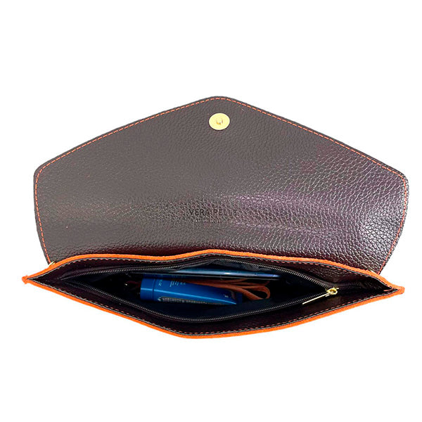 Suede Envelope Clutch with Magnetic Flap and Shoulder Chain