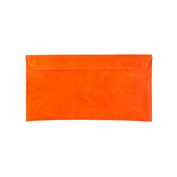 Suede Envelope Clutch with Magnetic Flap and Shoulder Chain