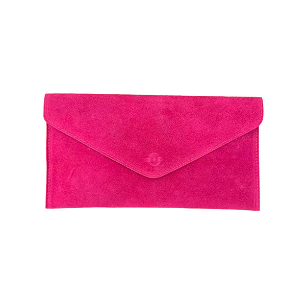 Suede Envelope Clutch with Magnetic Flap and Shoulder Chain