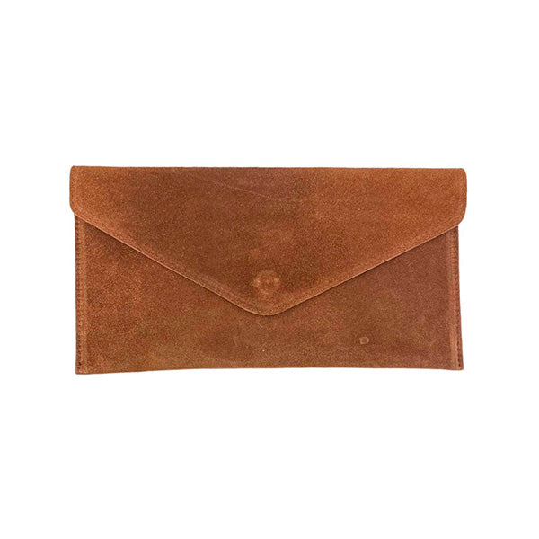 Suede Envelope Clutch with Magnetic Flap and Shoulder Chain