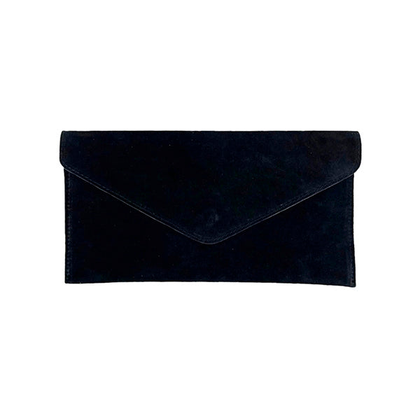 Suede Envelope Clutch with Magnetic Flap and Shoulder Chain