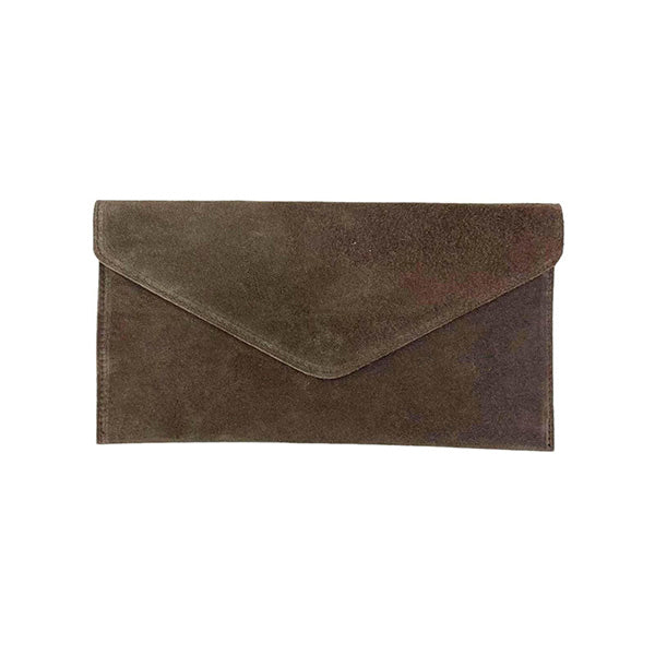 Suede Envelope Clutch with Magnetic Flap and Shoulder Chain