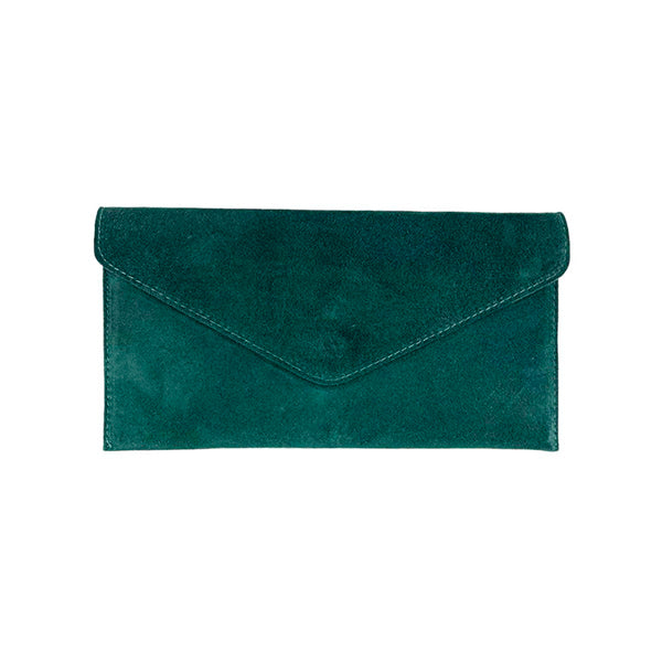 Suede Envelope Clutch with Magnetic Flap and Shoulder Chain