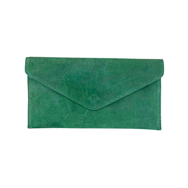 Suede Envelope Clutch with Magnetic Flap and Shoulder Chain