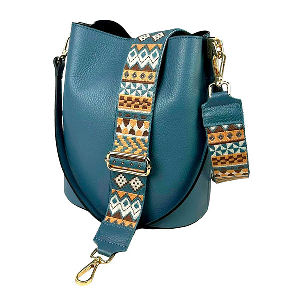 Bolso Bucket de Piel con Bandolera Decorada
