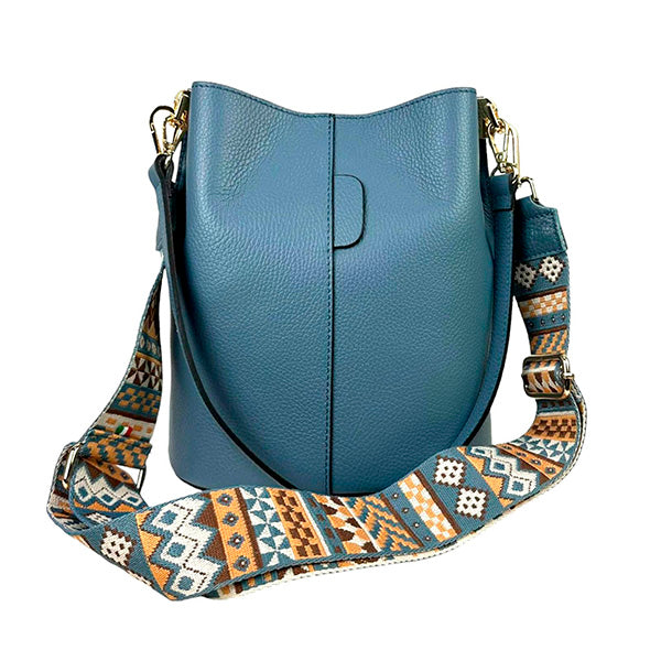 Bolso Bucket de Piel con Bandolera Decorada