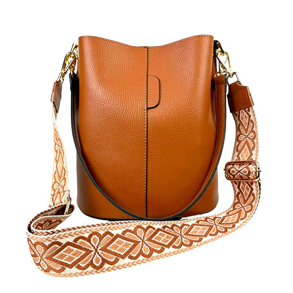 Bolso Bucket de Piel con Bandolera Decorada
