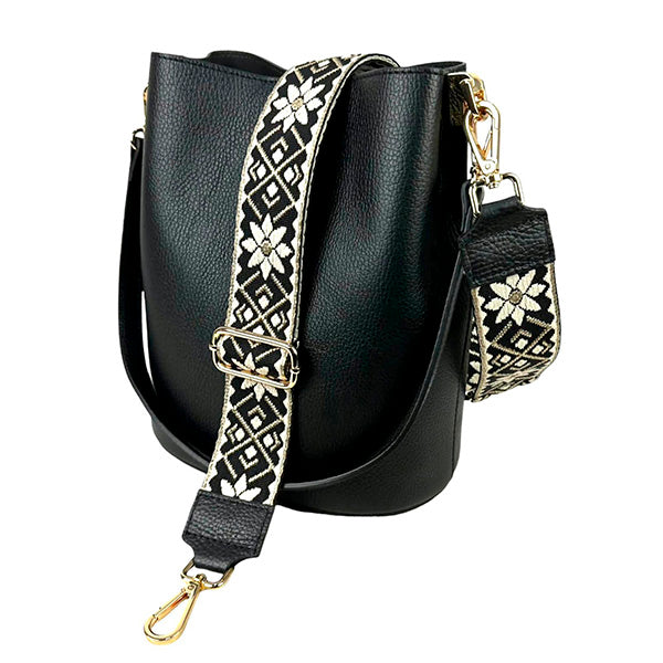 Bolso Bucket de Piel con Bandolera Decorada