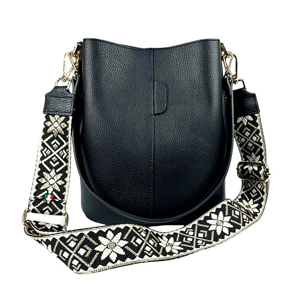 Bolso Bucket de Piel con Bandolera Decorada