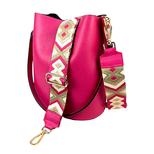 Bolso Bucket de Piel con Bandolera Decorada