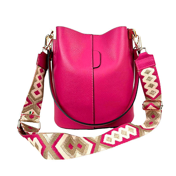 Bolso Bucket de Piel con Bandolera Decorada
