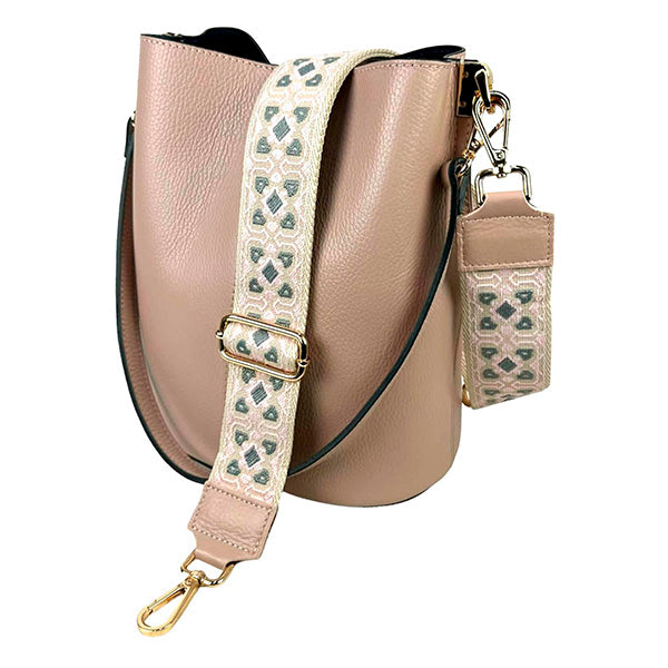 Bolso Bucket de Piel con Bandolera Decorada