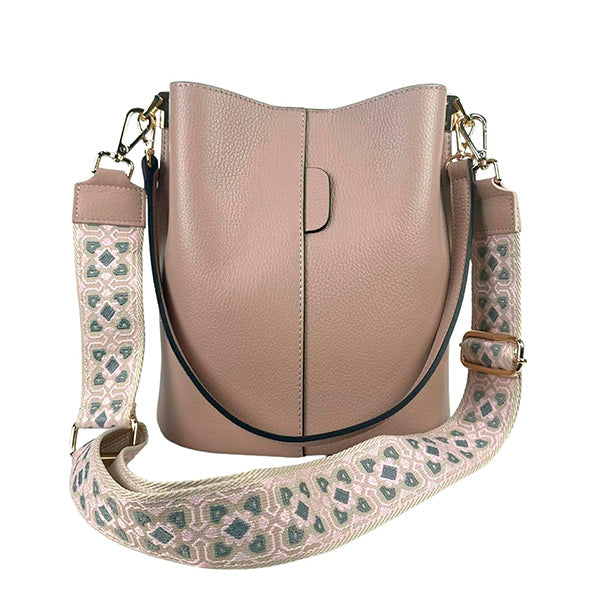 Bolso Bucket de Piel con Bandolera Decorada