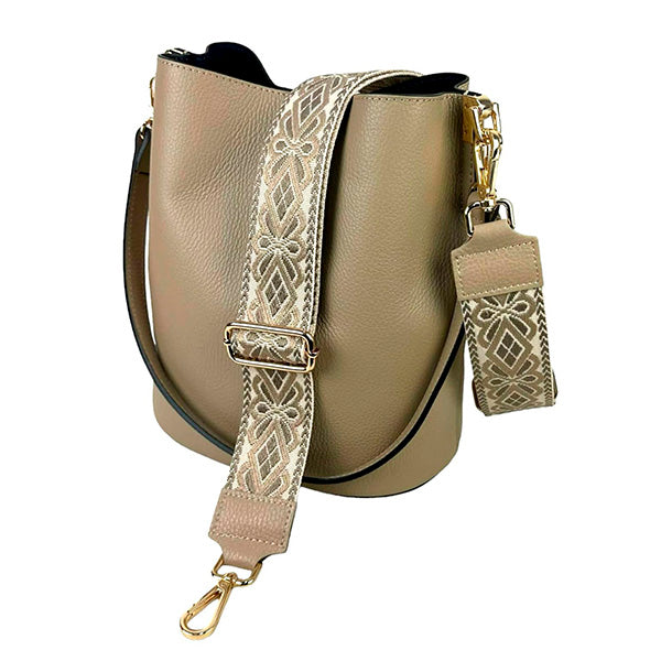Bolso Bucket de Piel con Bandolera Decorada