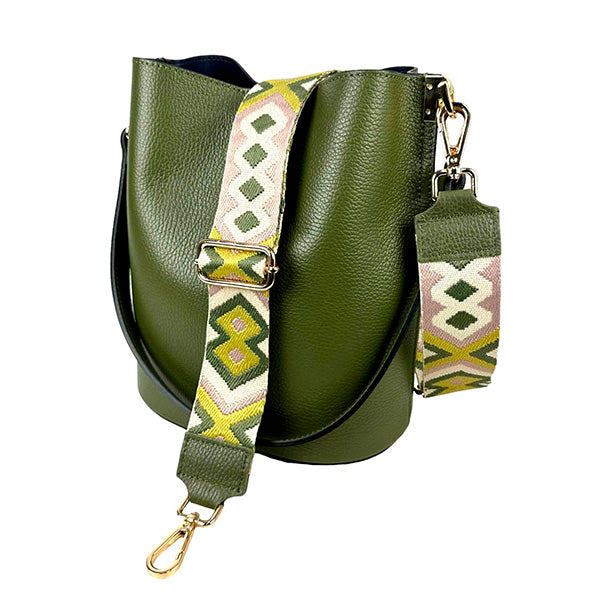 Bolso Bucket de Piel con Bandolera Decorada