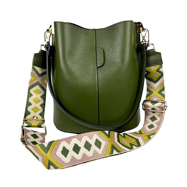 Bolso Bucket de Piel con Bandolera Decorada