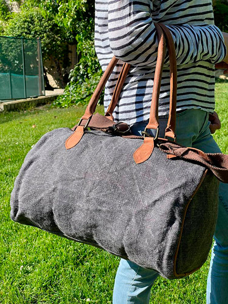 Bolso de Viaje Unisex de Lino y Piel