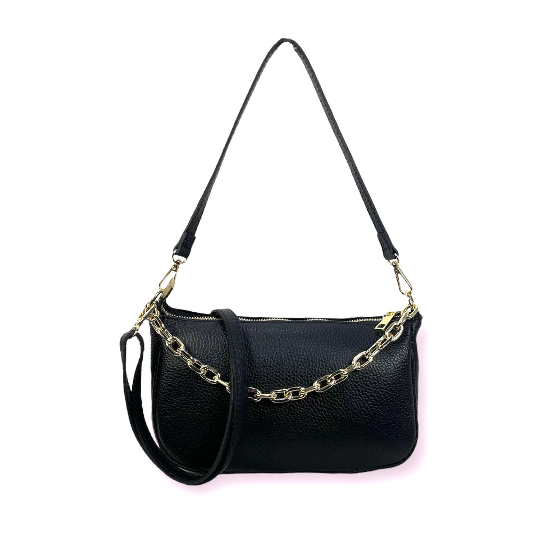 Bolso de Hombro de Piel Pequeño con Asa de Mano Elegante