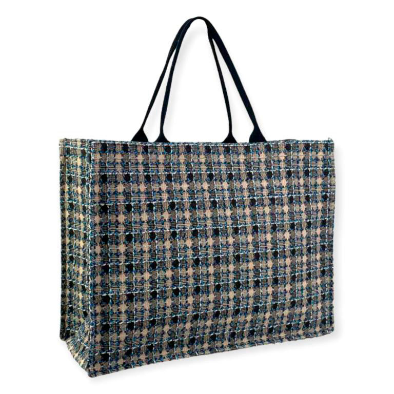 Bolso Shopper Estampado Check Tweed