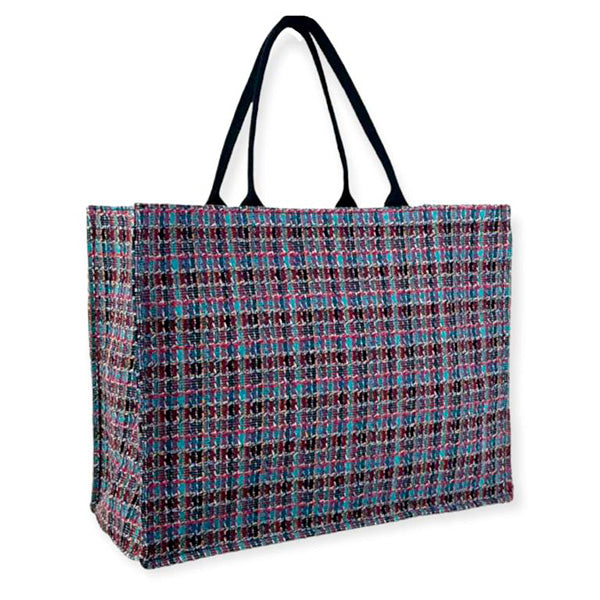 Bolso Shopper Estampado Check Tweed