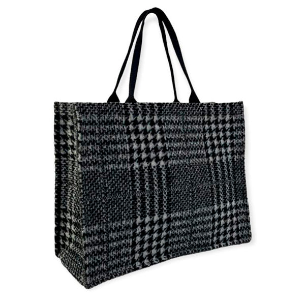 Bolso Shopper Estampado Check Tweed