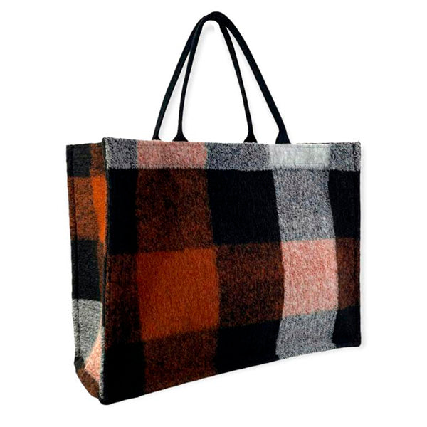 Bolso Shopper Estampado Check Tweed