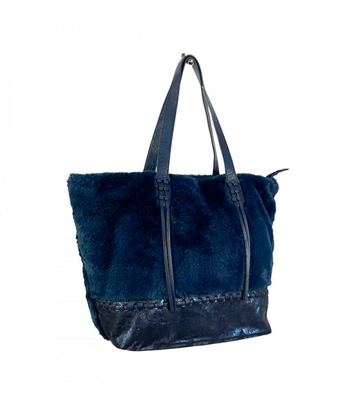 Bolso Shopper Grande con Pelo Sintético para Mujer