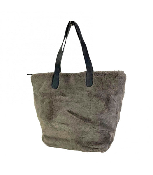 Bolso Shopper Grande con Pelo Sintético para Mujer