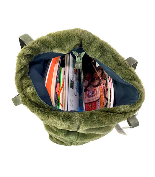 Bolso Shopper Grande con Pelo Sintético para Mujer