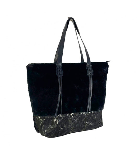Bolso Shopper Grande con Pelo Sintético para Mujer