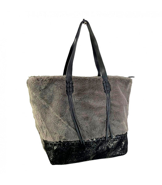 Bolso Shopper Grande con Pelo Sintético para Mujer