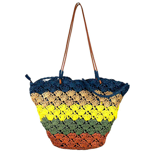 Bolso Shopper Playa de Papel con Estampado de Rayas