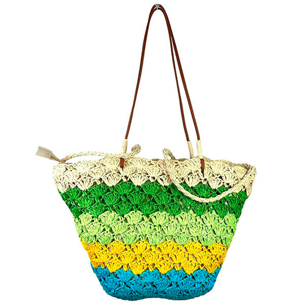 Bolso Shopper Playa de Papel con Estampado de Rayas