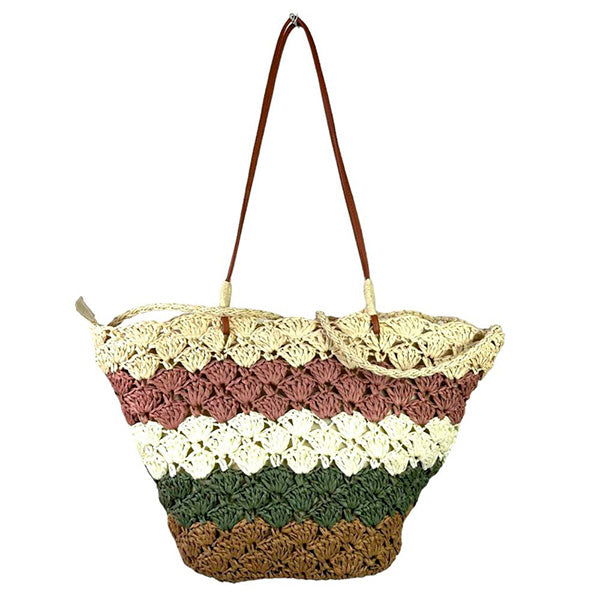 Bolso Shopper Playa de Papel con Estampado de Rayas