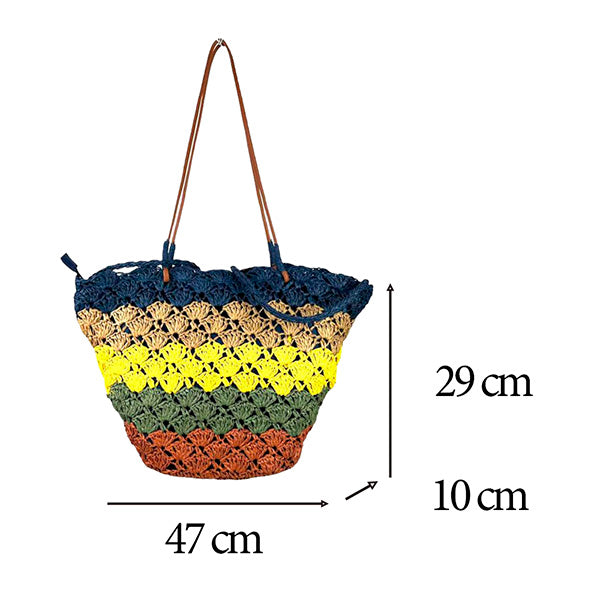 Bolso Shopper Playa de Papel con Estampado de Rayas