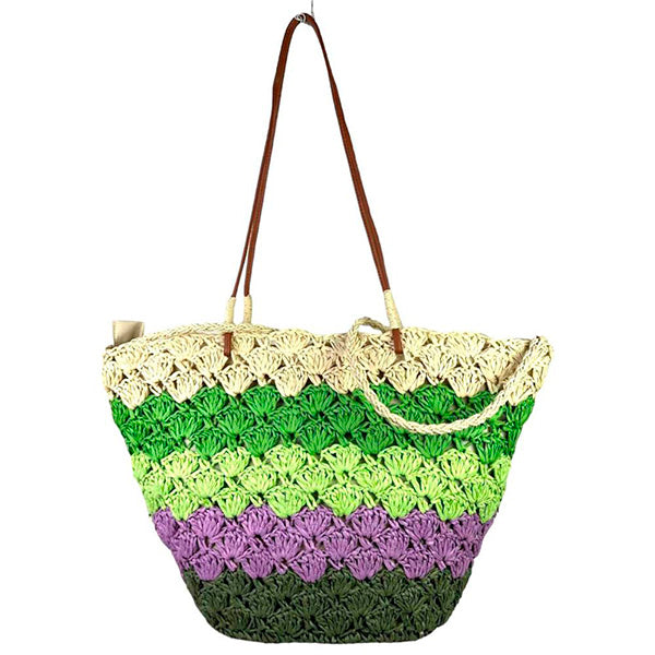 Bolso Shopper Playa de Papel con Estampado de Rayas